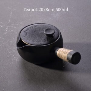 Black Ceramic Japanese Tea Pot 500ml Kyusu Teapot Chinese Tea Set