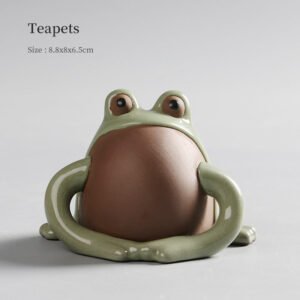 a frog shaped ceramic statue frog tea pet