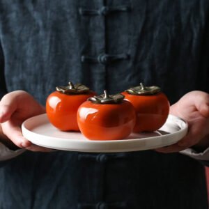 Ceramic Persimmon Tea Canister Tea Canister Chinese Tea Set