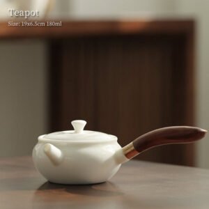 White Porcelain Kyusu Teapot 180ml Kyusu Teapot Chinese Tea Set