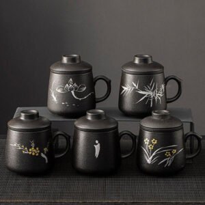 Big Ceramic Tea Mug 400ml Tea Infuser Mug Chinese Tea Set 12