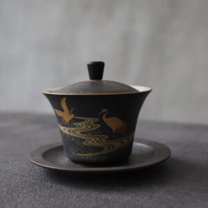 Black Crane Gaiwan 130ml Gaiwans Chinese Tea Set