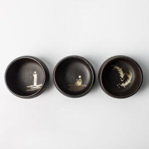 Black Japanese Ceramic Tea Cups 80ml Japanese Tea Cup Chinese Tea Set 2