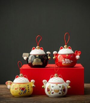 Japanese Fortune Cat Tea Canister Tea Canister Chinese Tea Set