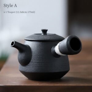 Black Porcelain Kyusu Teapot 175ml Kyusu Teapot Chinese Tea Set