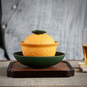 Ceramic Orange Gaiwan 140ml Gaiwans Chinese Tea Set