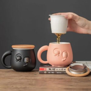 Big Ceramic Tea Mug 400ml Tea Infuser Mug Chinese Tea Set