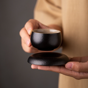 Japanese Black Clay Tea Cup and Sauser 50ml Japanese Tea Cup Chinese Tea Set